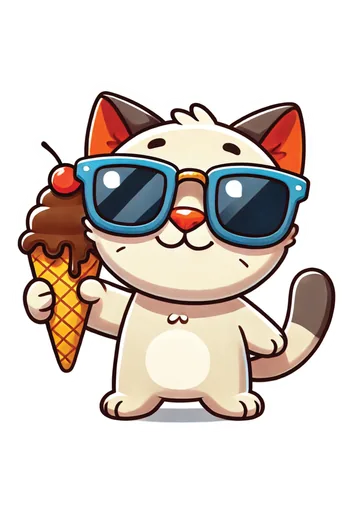 Cool cat with ice cream