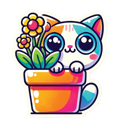 Cute cat behind a plant
